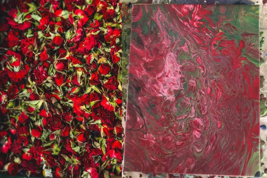 Acrylic Pouring Red Roses Inspiration Dirty Pour