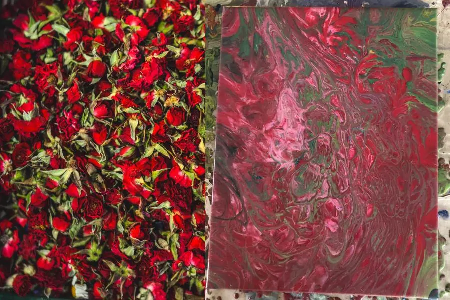 Acrylic Pouring Red Roses Inspiration Dirty Pour